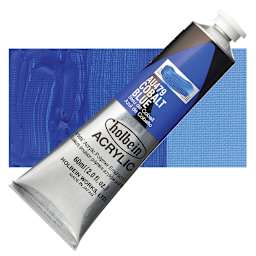 Holbein Heavy Body Artist Acrylic Paint - Cobalt Blue, 60 ml tube and swatch