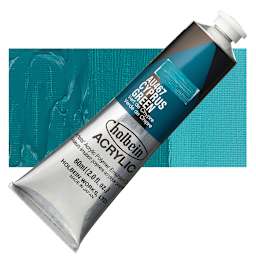 Holbein Heavy Body Artist Acrylic Paint - Cyprus Green, 60 ml tube and swatch