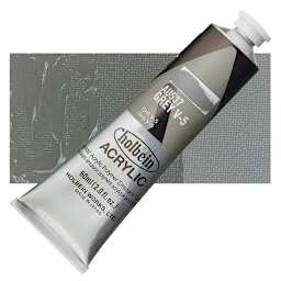 Holbein Heavy Body Artist Acrylic Paint - Gray V-5, 60 ml tube and swatch
