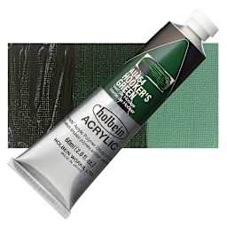 Holbein Heavy Body Artist Acrylic Paint - Hookers Green, 60 ml tube and swatch