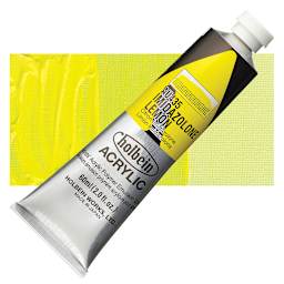 Holbein Heavy Body Artist Acrylic Paint - Imidazolone Lemon, 60 ml tube and swatch