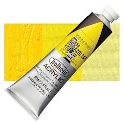 Holbein Heavy Body Artist Acrylic Paint - Imidazolone Yellow, 60 ml tube and swatch