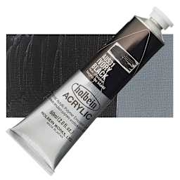 Holbein Heavy Body Artist Acrylic Paint - Ivory Black, 60 ml tube and swatch