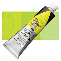 Holbein Heavy Body Artist Acrylic Paint - Luminous Lemon, 60 ml tube and swatch