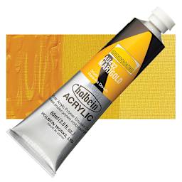 Holbein Heavy Body Artist Acrylic Paint - Marigold, 60 ml tube and swatch