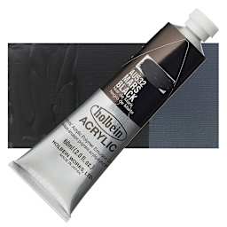 Holbein Heavy Body Artist Acrylic Paint - Mars Black, 60 ml tube and swatch