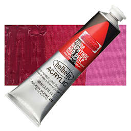 Holbein Heavy Body Artist Acrylic Paint - Naphthol Red Deep, 60 ml tube and swatch