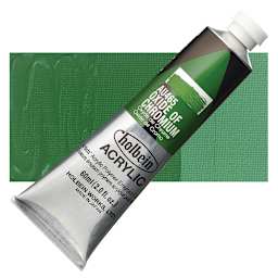 Holbein Heavy Body Artist Acrylic Paint - Oxide of Chromium, 60 ml tube and swatch