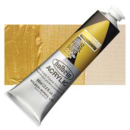 Holbein Heavy Body Artist Acrylic Paint - Pearl Gold, 60 ml tube and swatch