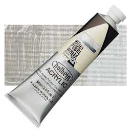 Holbein Heavy Body Artist Acrylic Paint - Pearl White, 60 ml tube and swatch