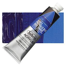 Holbein Heavy Body Artist Acrylic Paint - Phthalo Blue Red Shade, 60 ml tube and swatch