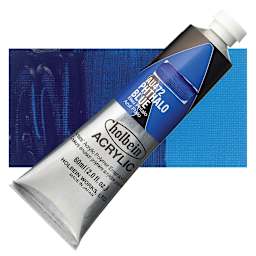Holbein Heavy Body Artist Acrylic Paint - Phthalo Blue, 60 ml tube and swatch