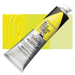 Holbein Heavy Body Artist Acrylic Paint - Primary Yellow, 60 ml tube and swatch