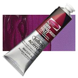 Holbein Heavy Body Artist Acrylic Paint - Quinacridone Violet, 60 ml tube and swatch