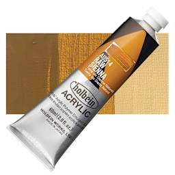 Holbein Heavy Body Artist Acrylic Paint - Raw Sienna, 60 ml tube and swatch