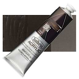 Holbein Heavy Body Artist Acrylic Paint - Sepia, 60 ml tube and swatch