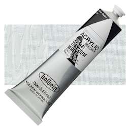 Holbein Heavy Body Artist Acrylic Paint - Titanium White, 150 ml tube and swatch