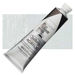 Holbein Heavy Body Artist Acrylic Paint - Titanium White, 60 ml tube and swatch