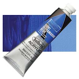 Holbein Heavy Body Artist Acrylic Paint - Ultramarine Blue, 60 ml tube and swatch