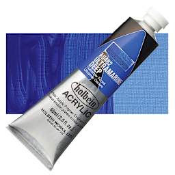 Holbein Heavy Body Artist Acrylic Paint - Ultramarine Deep, 60 ml tube and swatch