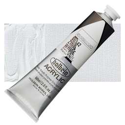 Holbein Heavy Body Artist Acrylic Paint - Zinc White, 60 ml tube and swatch