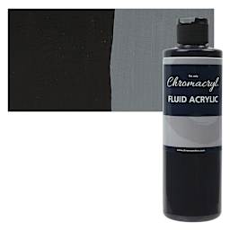Chromacryl Fluid Acrylic - Black, 250 ml bottle and swatch