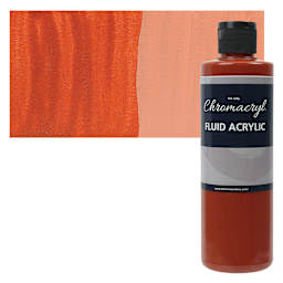 Chromacryl Fluid Acrylic - Red Oxide, 250 ml bottle and swatch