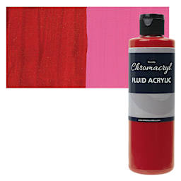 Chromacryl Fluid Acrylic - Cool Red, 250 ml bottle and swatch