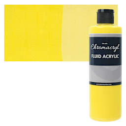 Chromacryl Fluid Acrylic - Cool Yellow, 250 ml bottle and swatch