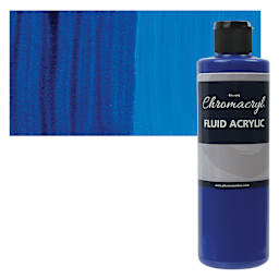 Chromacryl Fluid Acrylic - Cool Blue, 250 ml bottle and swatch