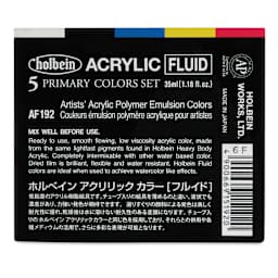 Holbein Fluid Acrylics - Set of 5, 35 ml back of package