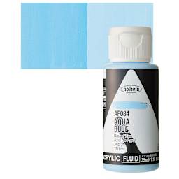 Holbein Fluid Acrylic Paint - Aqua Blue, 35 ml Bottle and swatch