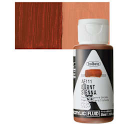 Holbein Fluid Acrylic Paint - Burnt Sienna, 35 ml Bottle and swatch
