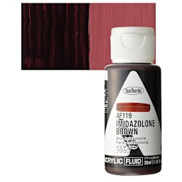 Holbein Fluid Acrylic Paint - Imidazolone Brown, 35 ml Bottle and swatch