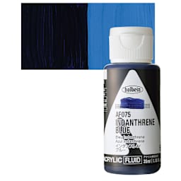 Holbein Fluid Acrylic Paint - Indanthrone Blue, 35 ml Bottle and swatch