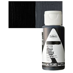 Holbein Fluid Acrylic Paint - Lamp Black, 35 ml Bottle and swatch