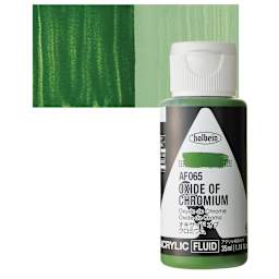 Holbein Fluid Acrylic Paint - Oxide of Chromium, 35 ml Bottle and swatch