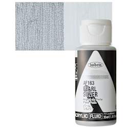 Holbein Fluid Acrylic Paint - Pearl Silver, 35 ml Bottle and swatch