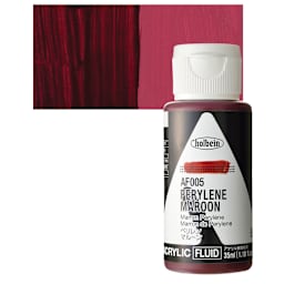 Holbein Fluid Acrylic Paint - Perylene Maroon, 35 ml Bottle and swatch