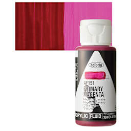 Holbein Fluid Acrylic Paint - Primary Magenta, 35 ml Bottle and swatch