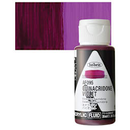 Holbein Fluid Acrylic Paint - Quinacridone Violet, 35 ml Bottle and swatch