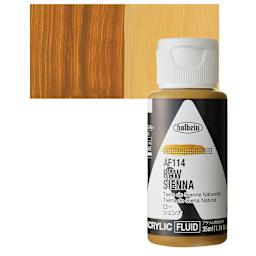 Holbein Fluid Acrylic Paint - Raw Sienna, 35 ml Bottle and swatch