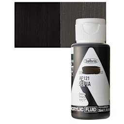 Holbein Fluid Acrylic Paint - Sepia, 35 ml Bottle and swatch
