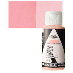 Holbein Fluid Acrylic Paint - Shell Pink, 35 ml Bottle and swatch