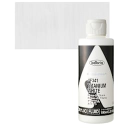 Holbein Fluid Acrylic Paint - Titanium White, 100 ml Bottle and swatch