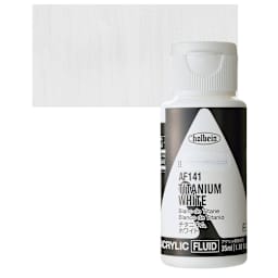 Holbein Fluid Acrylic Paint - Titanium White, 35 ml Bottle and swatch