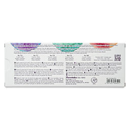 Back of package for Kuretake Gansai Tambi Watercolor Pans - Set of 5, Cosmic Granulating Colors