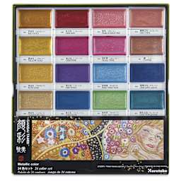 Kuretake Gansai Tambi Watercolor Pans - Set of 24, Metallic set contents
