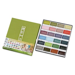 Kuretake Gansai Tambi Watercolor - Art Nouveau, Set of 24 (with packaging open)