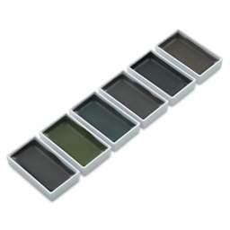 Kuretake Gansai Tambi Watercolor Paint Pans - Graphite Colors, Set of 6 (pans out of package)